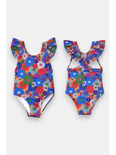 My Kids Wear Kız Çocuk Fırfır Detaylı Tasarım Çapraz Askılı Mayo 12735