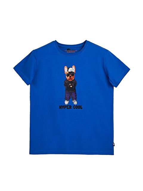 Bad Bear Hyper Bear Saks Mavisi Baskılı Çocuk Tişört