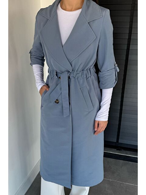 Gülseli Bel Büzgülü Kuşaklı Kadın Trençkot - S000482975-23093