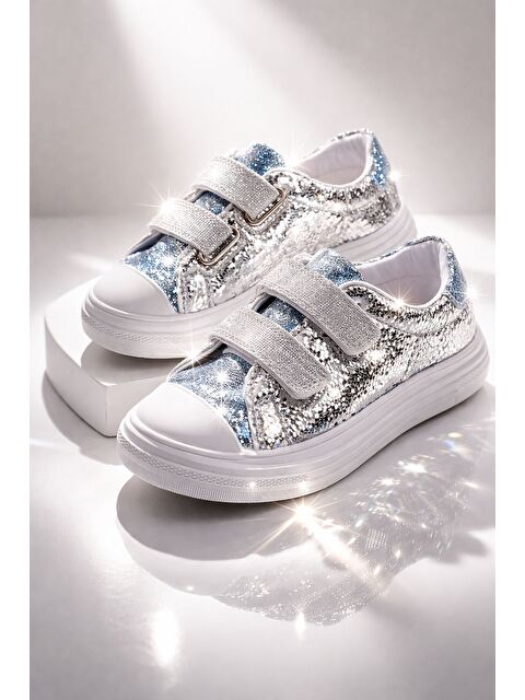 Muggo ORİELLA Kız Çocuk Cırt Cırtlı Simli Günlük Sneaker Spor Ayakkabı - S000532122-18105