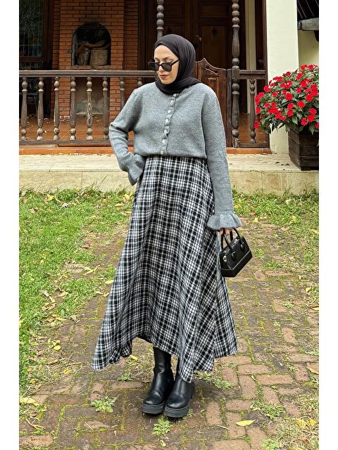 Lamelif Fırfır Detaylı Hırka Gri - S000517982-20600