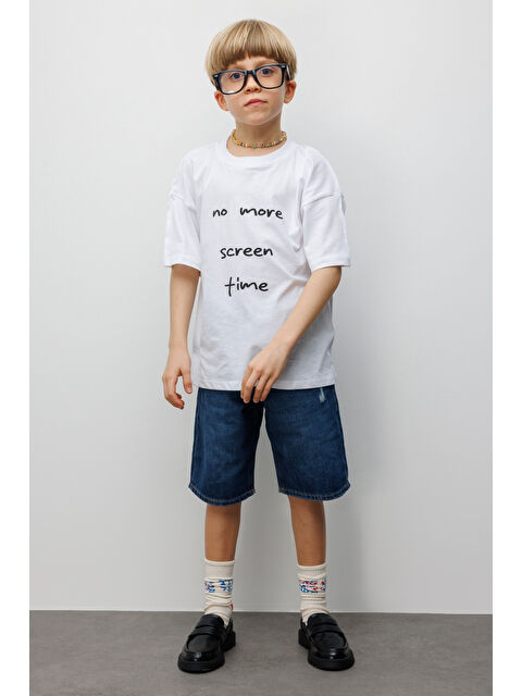 Le Mabelle Beyaz Motto Baskılı Çocuk Tişört - S000513284-20063