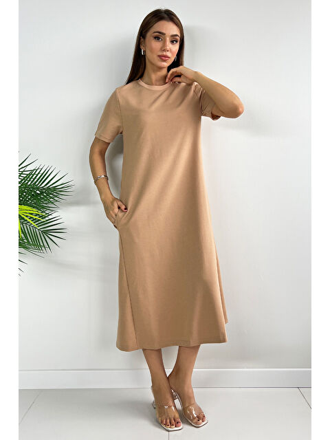 Gülseli Bisiklet Yaka Cep Detaylı Kısa Kol Elbise - S000299556-19966