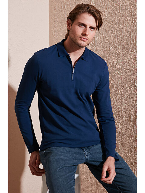 Buratti Pamuklu Slim Fit Yarım Fermuarlı Polo Yaka Erkek Sweat 5903010 - S000358165-23093