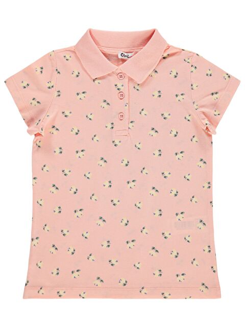 Civil Girls Kız Çocuk Yapraklı Çiçek Desenli 10-13 Yaş Tişört - Pudra