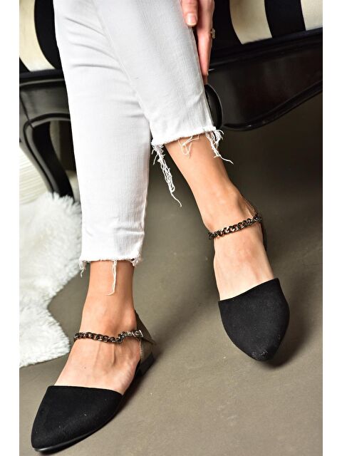 Fox Shoes Siyah/Platin Kadın Babet B726024402 - S000032170-19351