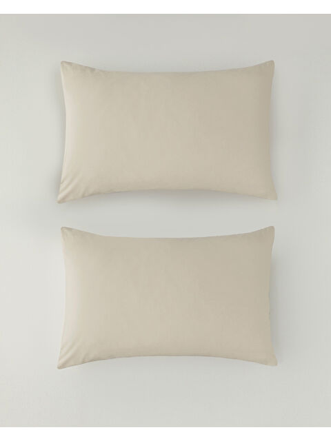 English Home Novella Premium Soft Pamuk 2'li Yastık Kılıfı 50x70 cm Krem - S000440293-19966