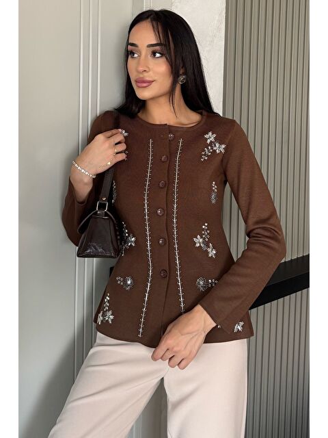 Gülseli Taşlı Triko Hırka - S000445304-19413