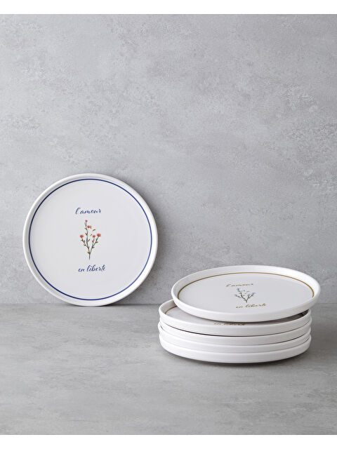 English Home Lamour Seramik 6'lı Pasta Tabağı 20 cm Renkli - S000440398-37243