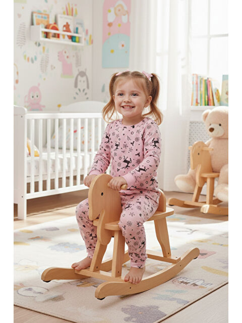 Fullamoda Kar Tanesi Ve Geyik Desenli Unisex Çocuk Pijama Takımı - S000510513-20024