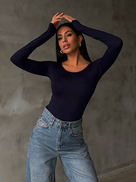 Bipantolon Kadın Lacivert Prenses Yaka Bluz - S000518981-21164