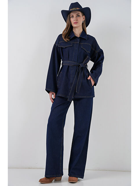 Bigdart Kadın Ceket Pantolon Jean İkili Takım 30059 - Lacivert - S000466088-21164