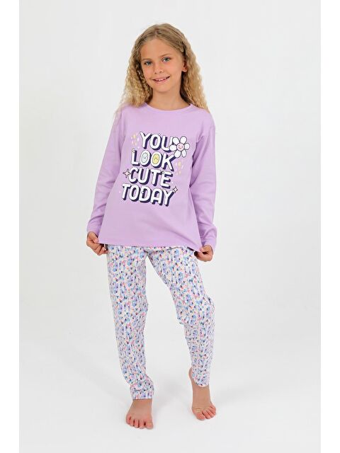 Vitmo Kız Çocuk Uzun Kollu %100 Pamuk Pijama Takımı Look Cute