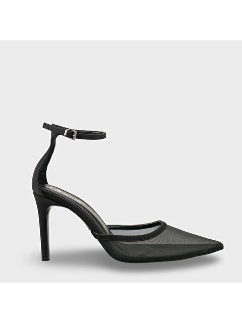 Capone Outfitters Letitia Hakiki Deri Astarlı Sivri Burunlu Orta Topuklu File Saten Kadın Ayakkabı