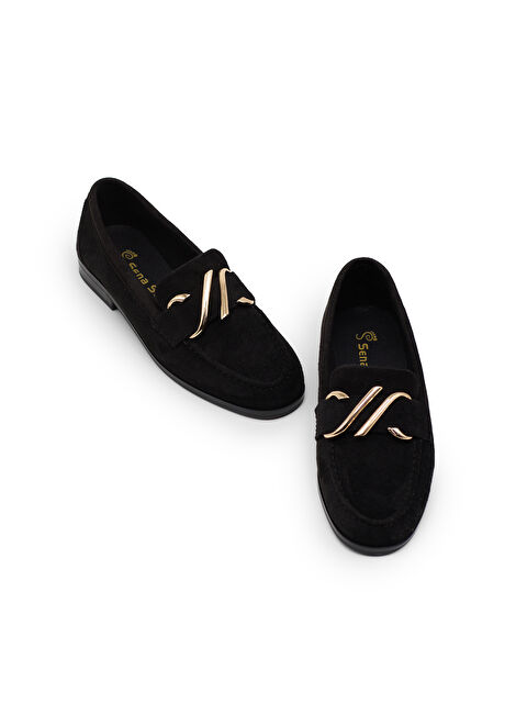 TONNY BLACK Kadın Siyah Kadın Loafer Deri Toka Rahat Taban Detaylı Günlük Babet - S000513756-19351