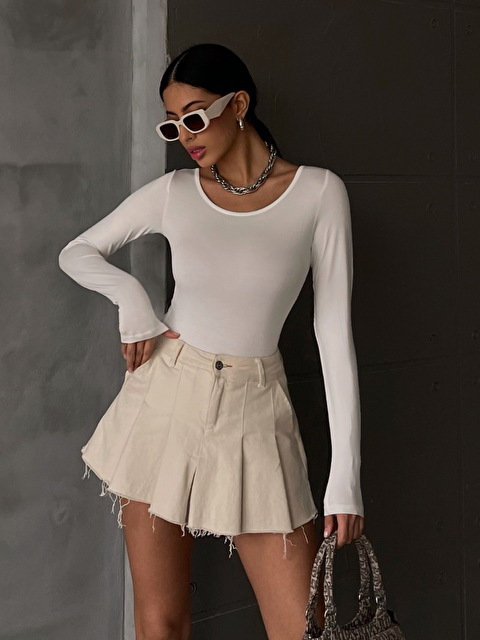 Bipantolon Kadın Beyaz Prenses Yaka Bluz - S000518981-20063