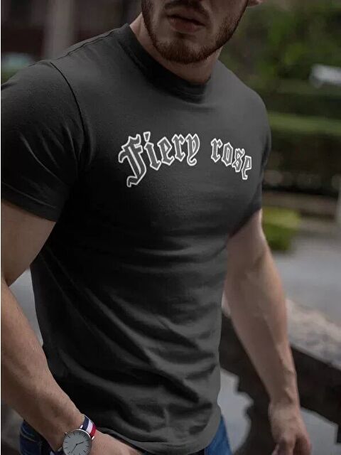 Jane's Erkek Bisiklet Yaka Baskılı Oversize T-Shirt - Siyah - S000528629-19351