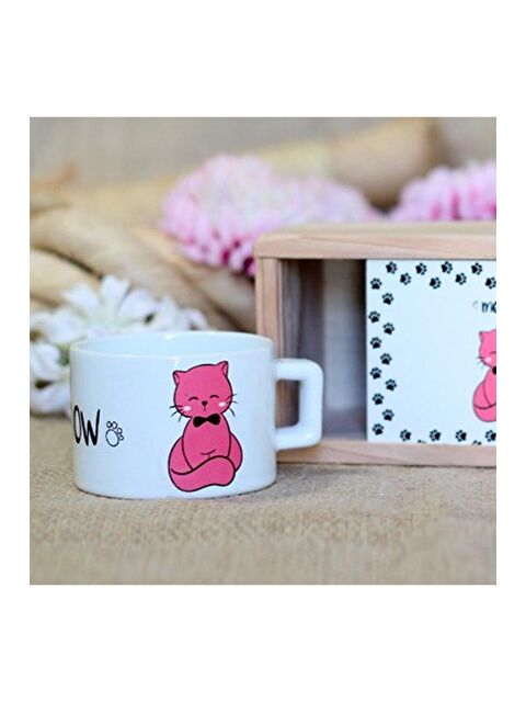 Bam Hediyelik Eşya Ahşap Kutusunda Sevimli Kedi Kupa Bardak - S000290202-23173