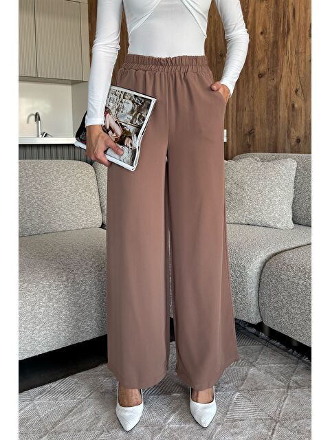 Gülseli Kadın Bol Paça Bel Lastikli Kumaş Pantolon - S000445312-19966
