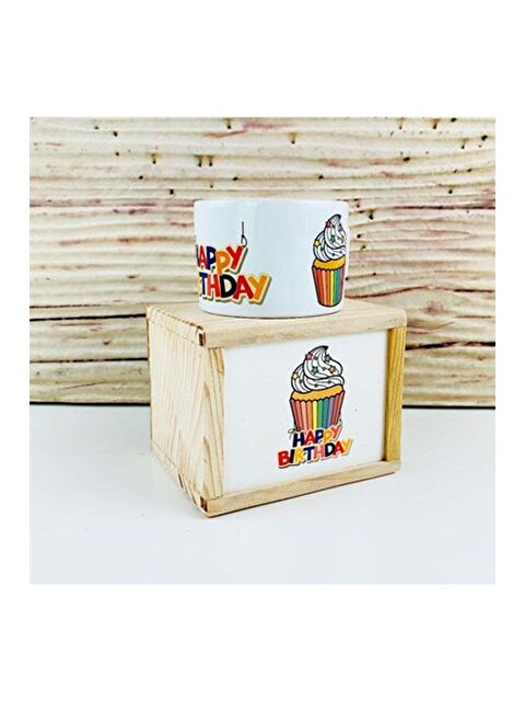 Bam Hediyelik Eşya Ahşap Kutusunda Tasarım Cupcake Kupa Bardak - S000290211-23173