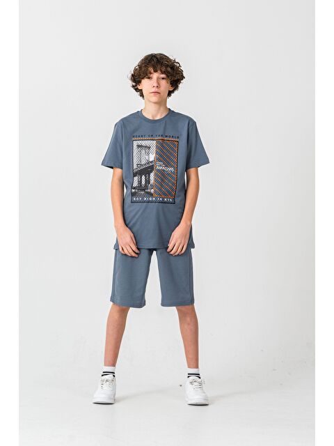 Mışıl Kids Heart Of The World Baskılı Cep Altı New York Amazing City Baskılı Erkek Çocuk Şort - Tişört Takımı - S000513751-29396