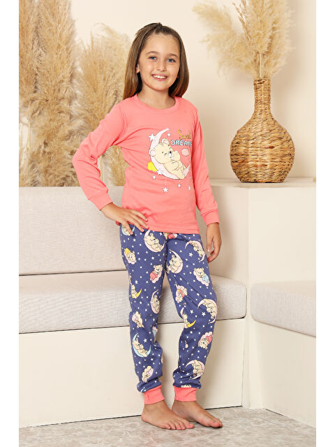 Modanino Kız Çocuk %100 Pamuk İnterlok Kumaş Pijama Takımı 6-15 Yaş 12421 - S000473445-37397