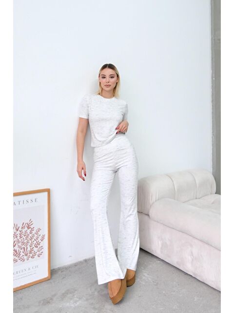 C&City Yüksek Bel Soft İspanyol Paça Pantolon Gri - S000355433-20600