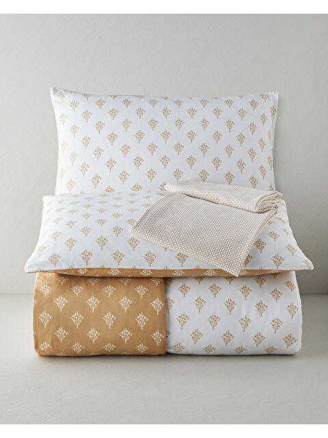 English Home Petal Bouquet Kolay Ütülenir Çarşaflı Çift Kişilik Nevresim Takımı 200x220 cm Hardal - S000522674-37312