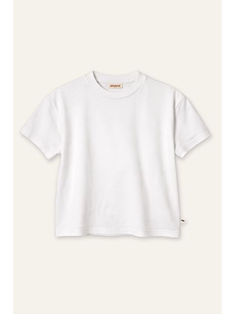 ZEYLAND Kız Erkek Çocuk Oversize T-Shirt - Ekru