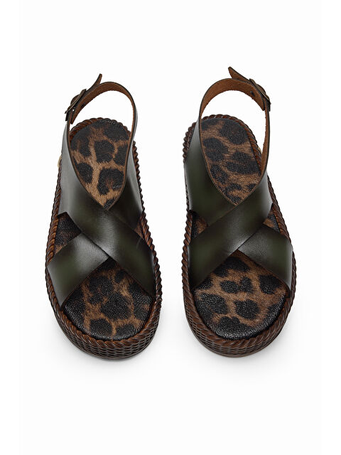 TONNY BLACK Kadın Yeşil Poli Taban Rahat Çapraz Bantlı Sandalet - S000510914-18194