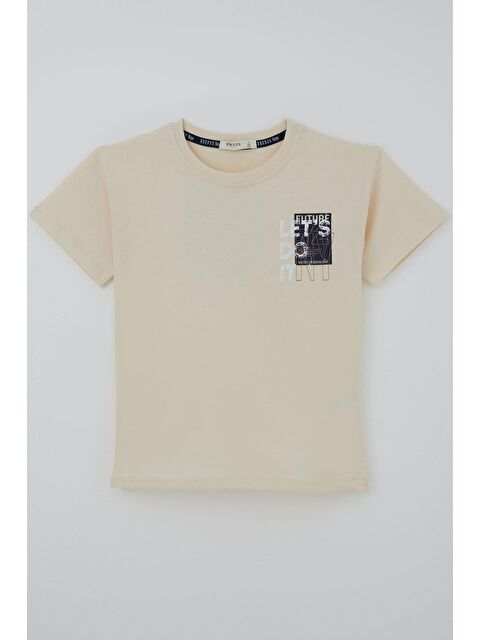 Breeze Erkek Çocuk Tişört Sırt Baskı Detaylı Yazı Baskılı Krem (5-10 Yaş)