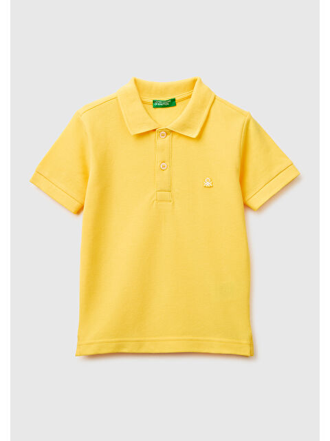 United Colors Of Benetton Erkek Çocuk Sarı Logolu Pike Polo T-Shirt