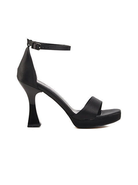 Ayakmod Siyah Saten İnce Topuk Kadın Topuklu Ayakkabı 448183 Z - S000345688-19351