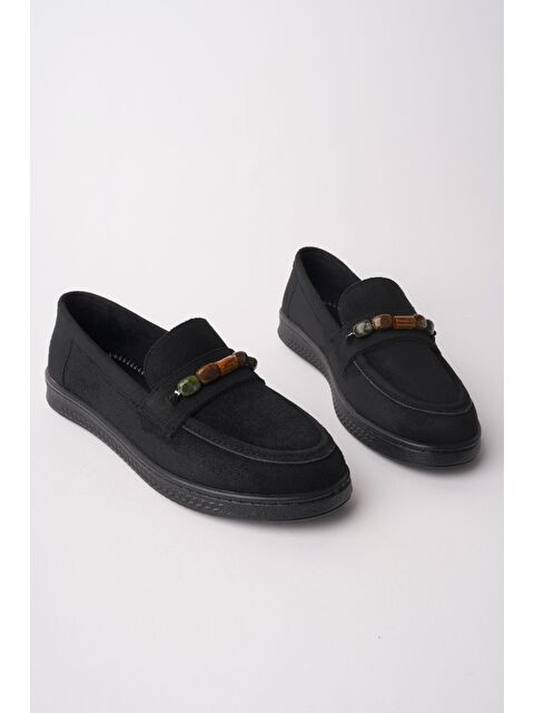 Muggo AUREVA Boncuk Detaylı Süet Kadın Günlük Loafer Ayakkabı - S000517401-19351