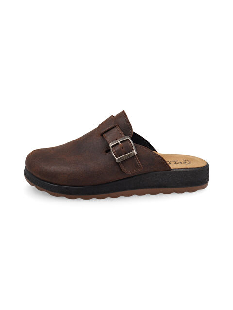 Fly Flot Erkek Ev Terliği 52 722 UL LEATHER MAN SLIPPER 2507-Dark Brown