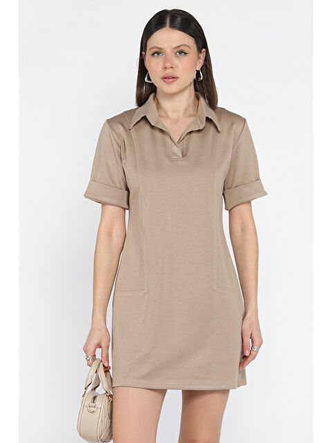 Gülseli Polo Yaka Duble Kol Kadın Elbise - S000365057-19928