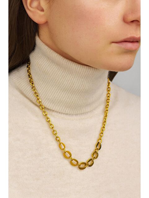 New Obsessions Çelik Gold 60 cm Kalın Zincir Kolye - S000484631-20076