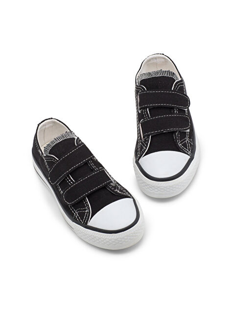 TONNY BLACK Çocuk Unisex Siyah Rahat Kalıp Çift Bantlı Ayakkabı
