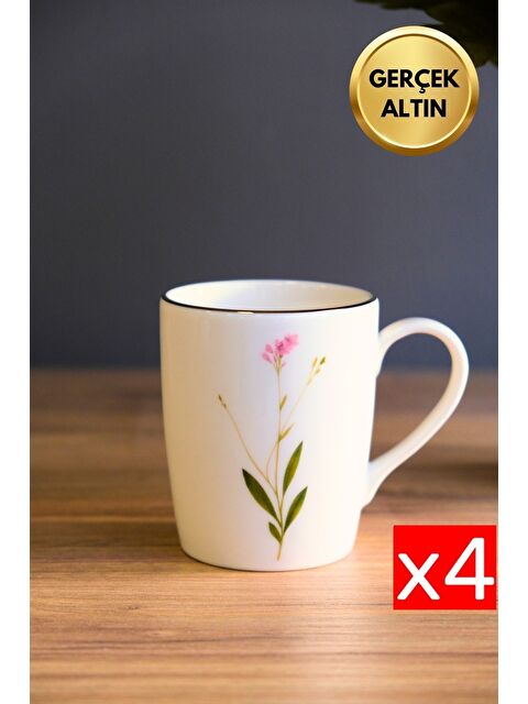 TABAK EVİ Porselen Natura Çuha Kulplu Mug Kupa 9cm 220ml 4 lü - S000484633-23173
