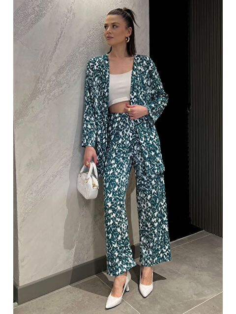 Gülseli Kadın Desenli Kimono Pantolon İkili Takım - S000365064-18709
