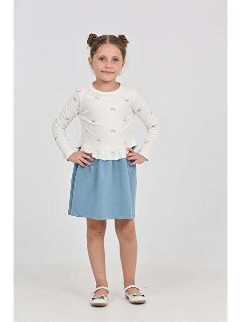Toontoykids Kız Çocuk Fiyonk Baskılı Elbise - S000422677-23370