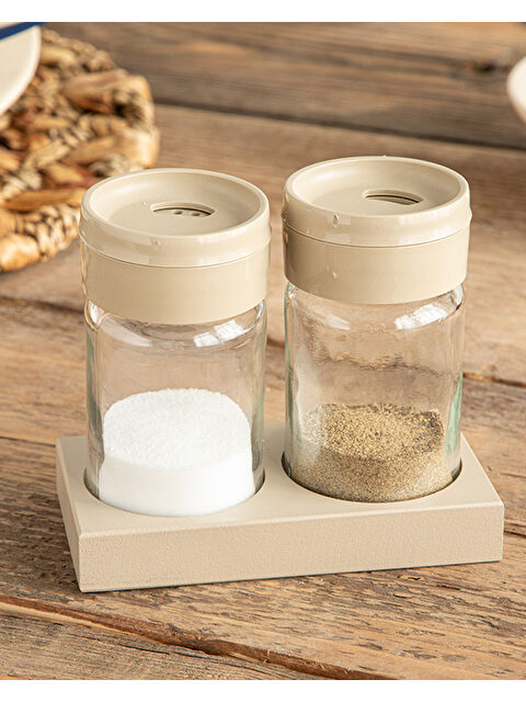 English Home Greta Cam 2'li Tuzluk - Biberlik 105 ml Koyu Bej - S000497217-19933