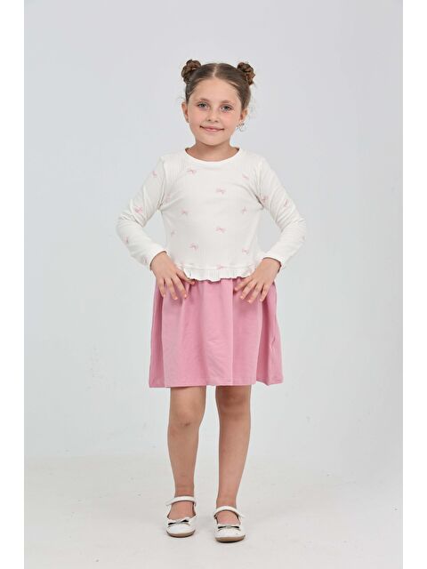 Toontoykids Kız Çocuk Fiyonk Baskılı Elbise - S000422677-20028