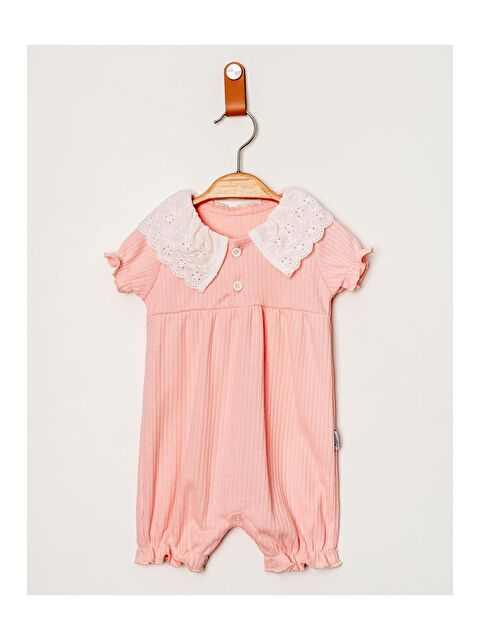 Kidex's Organik Tatlı Yenidoğan Fisto Yaka Detalı Çıt Çıt Kapatmalı Esnek Kız BebekTulumu