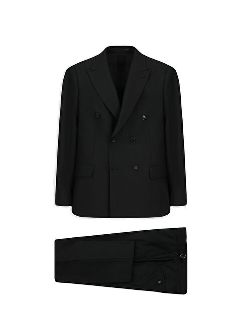 Kiğılı 6 Drop Regular Fit Standart Kesim Yünlü Kruvaze Beli Tokalı Çantalı Takım Elbise - S000494194-19351