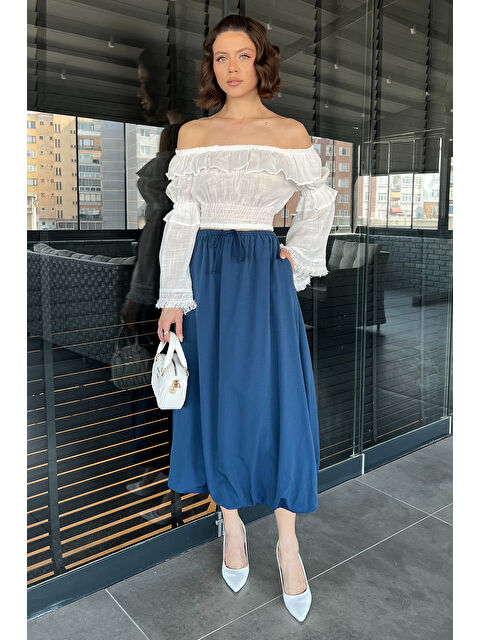 Gülseli Kadın Bel Lastikli Cepli Balon Etek - S000365113-23093