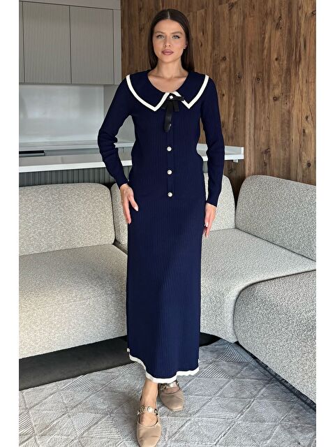 Gülseli Bebe Yaka Hırka Görünümlü Bluz Etek Triko İkili Takım - S000445314-21164