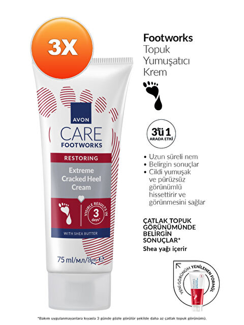 AVON Footworks Topuk Yumuşatıcı Ayak Kremi 75ml Üçlü Paket - S000412250-10231