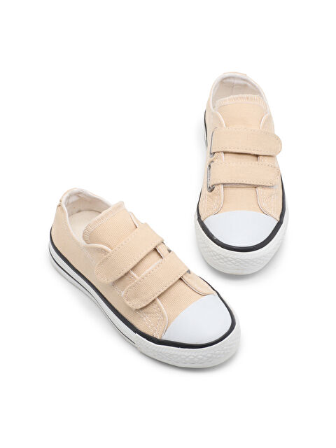 TONNY BLACK Çocuk Unisex Bej Rahat Kalıp Çift Bantlı Ayakkabı