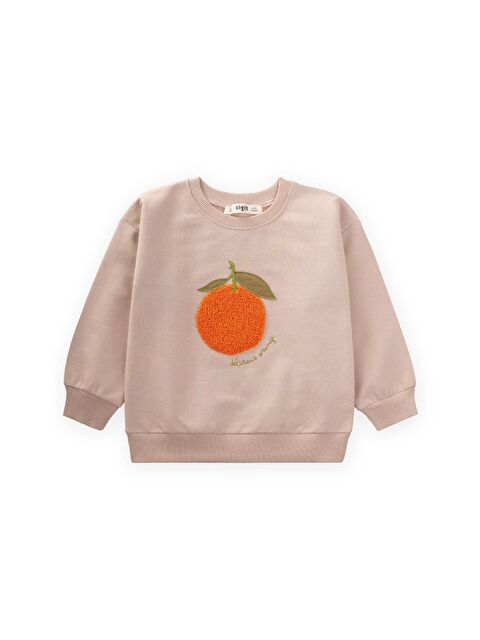 CİGİT Süzene Nakışlı Sweatshirt 1-7 Yaş Bej - S000440748-19928